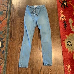 Free People High-Rise Lace-Up Skinny Jeans